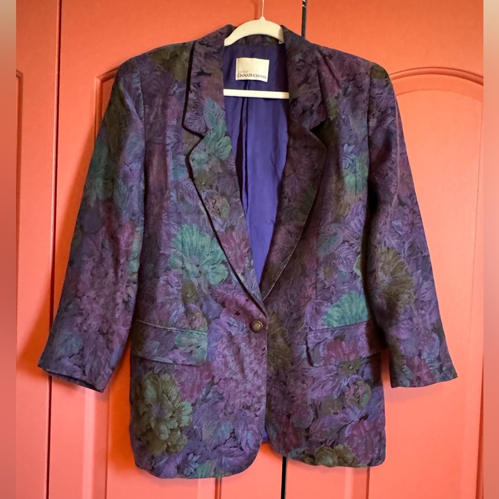 Vintage Purple Floral Tapestry Blazer